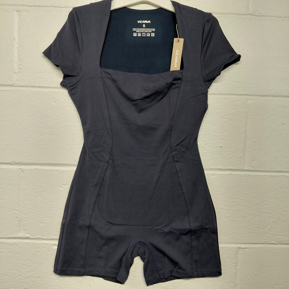 Women's Navy Short Sleeve Romper Jumpsuit